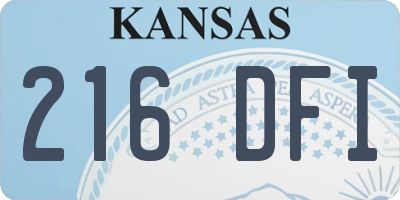 KS license plate 216DFI