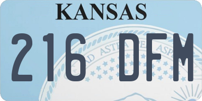 KS license plate 216DFM