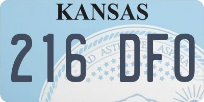 KS license plate 216DFO