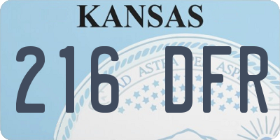 KS license plate 216DFR