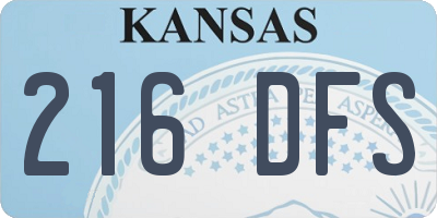 KS license plate 216DFS