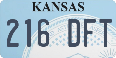 KS license plate 216DFT