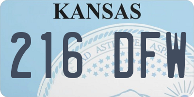KS license plate 216DFW