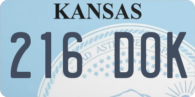 KS license plate 216DOK