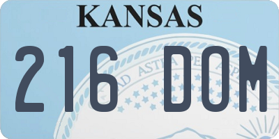KS license plate 216DOM