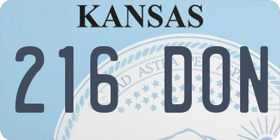 KS license plate 216DON
