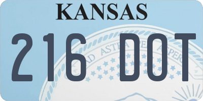 KS license plate 216DOT