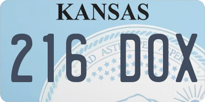 KS license plate 216DOX