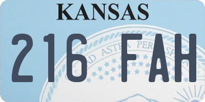 KS license plate 216FAH