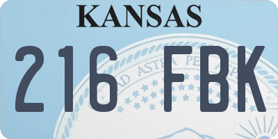KS license plate 216FBK