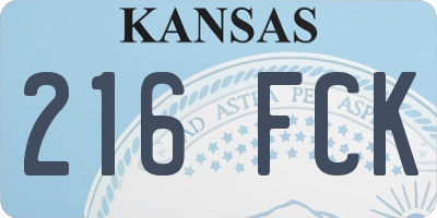KS license plate 216FCK