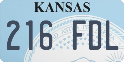 KS license plate 216FDL
