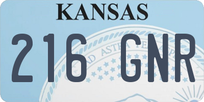 KS license plate 216GNR