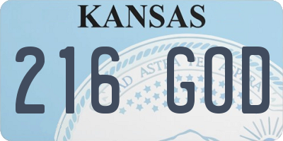 KS license plate 216GOD