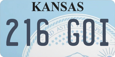 KS license plate 216GOI