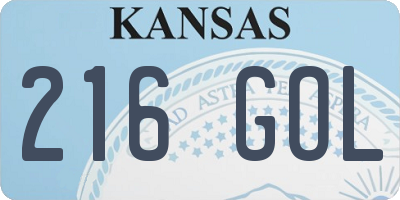 KS license plate 216GOL