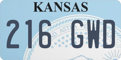 KS license plate 216GWD