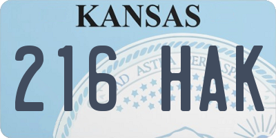 KS license plate 216HAK