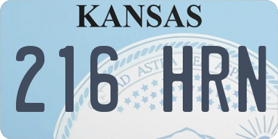 KS license plate 216HRN