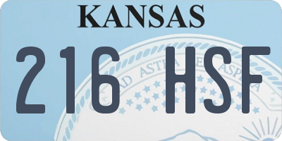 KS license plate 216HSF