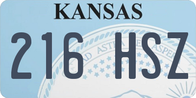 KS license plate 216HSZ