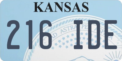 KS license plate 216IDE
