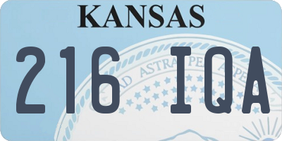 KS license plate 216IQA