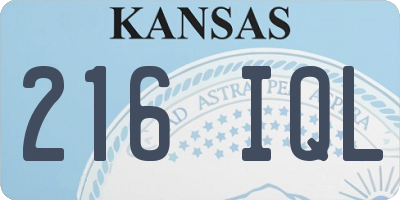 KS license plate 216IQL