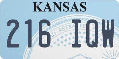 KS license plate 216IQW