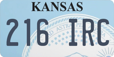 KS license plate 216IRC