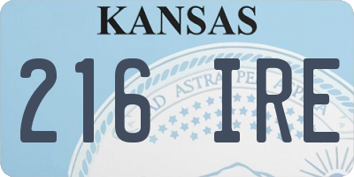 KS license plate 216IRE