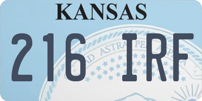 KS license plate 216IRF