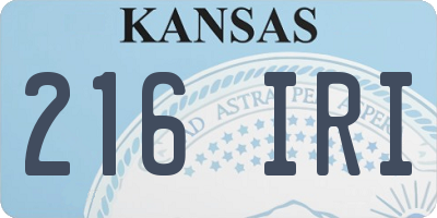 KS license plate 216IRI