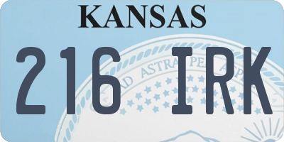KS license plate 216IRK