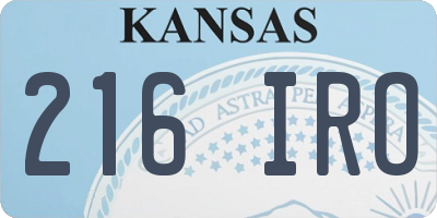 KS license plate 216IRO