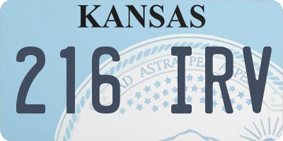 KS license plate 216IRV