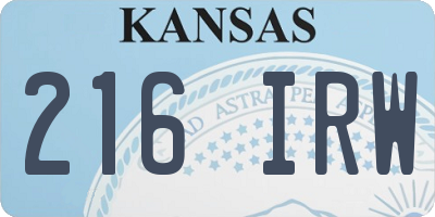 KS license plate 216IRW