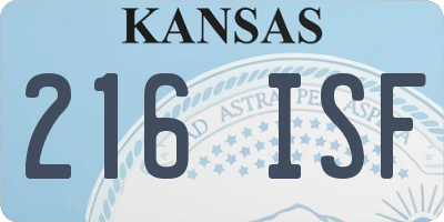 KS license plate 216ISF
