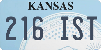 KS license plate 216IST