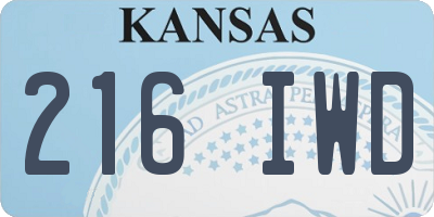 KS license plate 216IWD