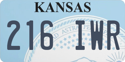KS license plate 216IWR