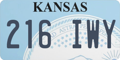 KS license plate 216IWY