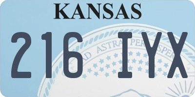KS license plate 216IYX