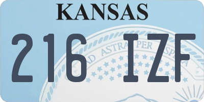 KS license plate 216IZF