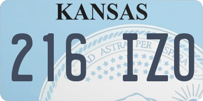 KS license plate 216IZO