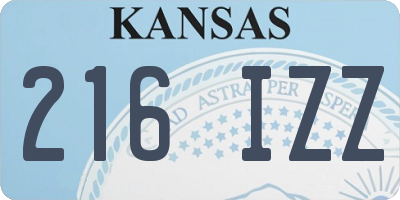 KS license plate 216IZZ