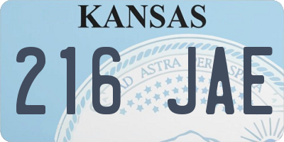 KS license plate 216JAE