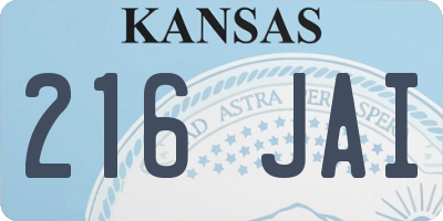 KS license plate 216JAI