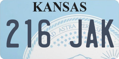 KS license plate 216JAK