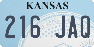 KS license plate 216JAQ